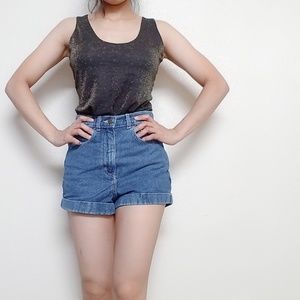 MANGO METALLIC BLACK SHEER CAMI TOP